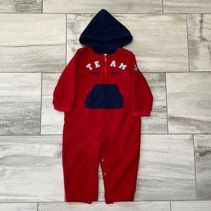 Circo Kids Size 24mos Red Jupsuit With Blue Hood Fleece Team USA Ski